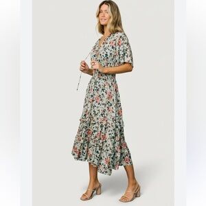 NWTs Baltic Born | Spell Boho Midi Dress In Sage + Pink Floral Size Medium